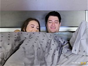 Lana Rhoades and Nicolette Shea cooch boning on the bed